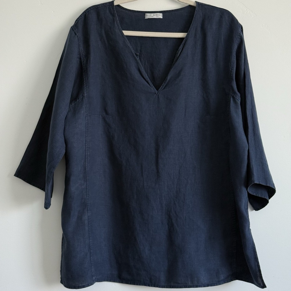 Russ Berens Malibu USA 100% Linen Top XL Langenlook Boho Coastal Minimalist